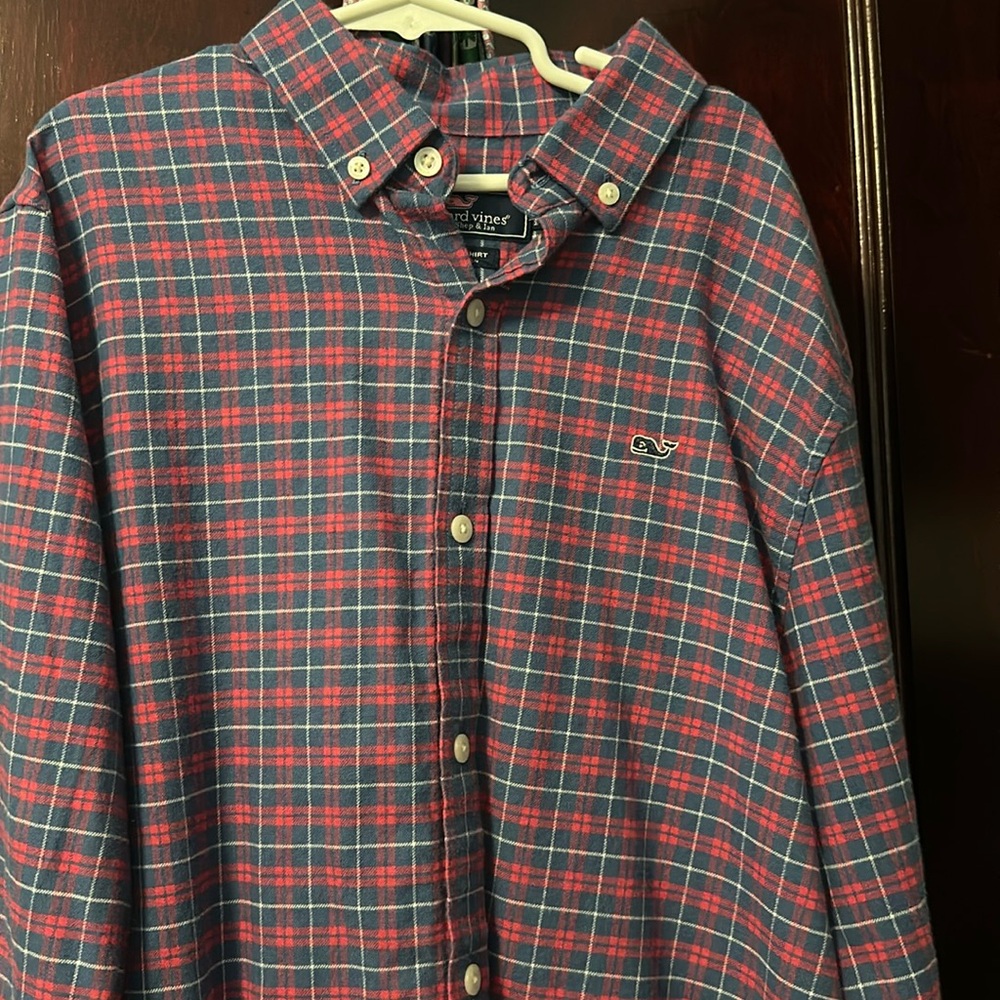 Boys size 16, vineyard vines, flannel material button down shirt